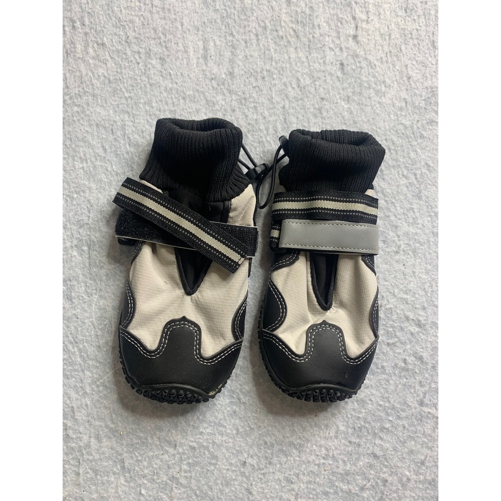 Dog Boots Paw Protectors Size 8 Black White Reflective Adjustable Straps